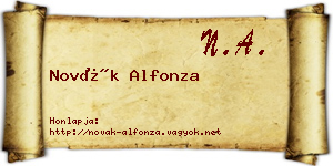 Novák Alfonza névjegykártya